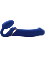 Анатомический страпон Strap-On-Me Multi Orgasm с 3 моторами, безремневой, размер XL, синий