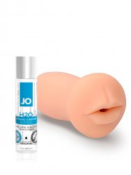 Мастурбатор ротик Self Lubrication Masturbator Oral  - Flesh и Лубрикант на водной основе JO H2O Original – 30 мл