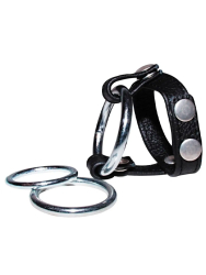 Подхват на мошонку Leder-Riemen, с 3мя съемными эрекционными кольцами, металл и кожа