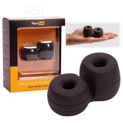 Эрекционные кольца для пениса и мошонки Pornhub Thick Cock and Ball Ring - черный
