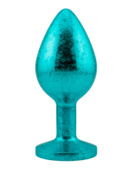 Голубая алюминиевая анальная пробка с кристаллом Medium