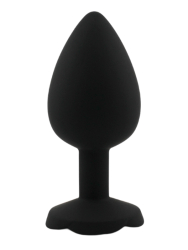 Силиконовая анальная пробка Kanikule Black Rose с ограничителем в форме розочки, 10 см х 4,5 см, чёрный, Large