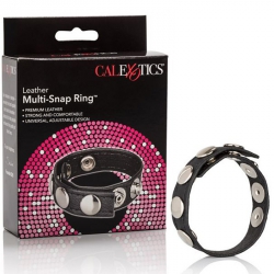 Кожаное кольцо на пенис Multi-Snap Ring – черный