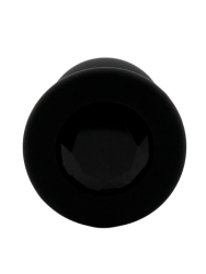 Средняя силиконовая анальная пробка Kanikule Medium с кристаллом – черный с черным