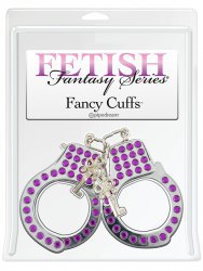 Наручники Fancy Cuffs металлические с фиолетовыми вставками