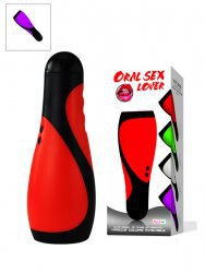 Многофункциональный мастурбатор в тубе Oral Sex Lover с вибрацией – черный с фиолетовым