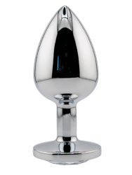 Большая алюминиевая анальная пробка Kanikule Large с кристаллом – серебристый с прозрачным