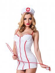 Эротический игровой костюм сексапильной Медсестрички Le Frivole – белый, L/XL