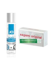 Набор для пар: Презервативы Sagami Original 0,02 - 12 шт. и Лубрикант на водной основе JO H2O Original, 30 мл