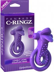 Эрекционное кольцо на пенис и мошонку Lovely Licks Couples Ring с вибрацией – фиолетовый