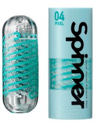 Нереалистичный мастурбатор Tenga Spinner Pixel, 13 см, ТПЭ, голубой 
