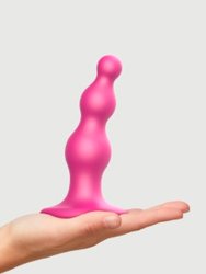 Гибкий фаллоимитатор Strap-On-Me Dildo Plug Beads Framboise, 14 см, 3 утолщения, розовый металлик