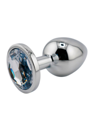 Большая алюминиевая анальная пробка Kanikule Large с кристаллом – серебристый с прозрачным