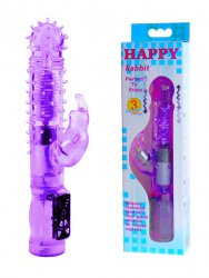 Двойной вибростимулятор с эластичными шипами Happy Rabbit – фиолетовый