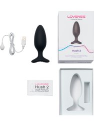 Инновационная анальная вибропробка, LOVENSE Hush 2, 15 см, управление через приложение, 7 режимов, размер M, черный
