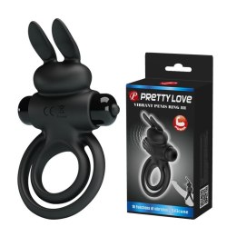Эрекционное виброкольцо с двойным подхватом PrettyLove Vibrant Penis Ring III