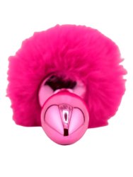 Розовая анальная пробка с заячьим хвостиком Small