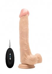 Реалистичный фаллоимитатор с мошонкой Vibrating Realistic Cock - 10 Inch - With Scrotum - Flesh: 26 см, 10 режимов работы
