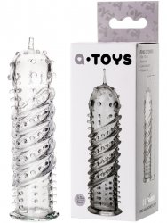 Увеличивающая насадка на пенис TOYFA A-Toys со спиралевидным рельефом – прозрачный