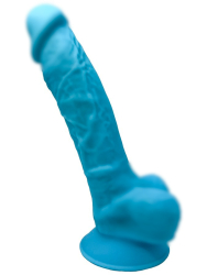 Реалистичный фаллоимитатор SILEXD Model 1 с мошонкой, 17,6 см, силикон, голубой