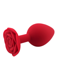 Анальная пробка Kanikule, с ограничителем в форме розочки, размер M, красная