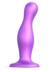 Рельефный фаллоимитатор Strap-On-Me Dildo Plug изогнутый, 16,5 см, фиолетовый металлик