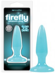Миниатюрная анальная пробка Firefly Pleasure Plug - Mini светящаяся в темноте – голубой