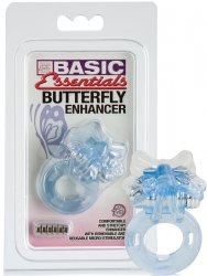 Эрекционное кольцо Basic Essentials Butterfly Enhancer со стимулятором бабочкой – голубой