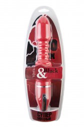 Стильный вибратор с сужением и рёбрышками TOYFA Black&Red – красный