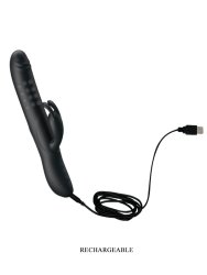 Элегантный вибратор-кролик Pretty Love Colin, с вращающимися бусинами, 25 см, силикон, черный