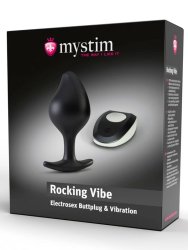 Анальная вибропробка Mystim Buttplug Rocking Vibe S, подключается к источнику электроимпульсов, 9,5 см, черный