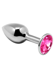 Металлическая анальная пробка Alive Mini Metal Butt, розовый кристалл, 9 см, диаметр 4,1 см, серебристый