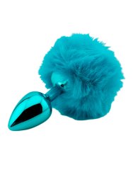 Голубая анальная пробка с голубым заячьим хвостиком, размер S, Kanikule