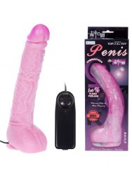 Большой реалистик с вибрацией на присоске Penis 9.5” – розовый