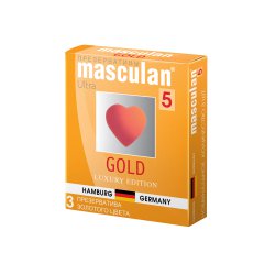 Презервативы Masculan 5 Ultra Золотые, утонченный латекс золотого цвета с ароматом ванили 3 шт