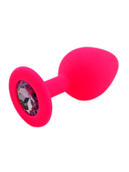 Средняя силиконовая анальная пробка Kanikule Medium с кристаллом – розовый с лавандовым