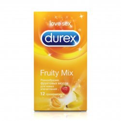 Цветные презервативы Durex Fruity Mix с фруктовыми вкусами – 12 шт