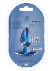 Гладкая анальная пробка Shots toys, 7,9 см, силикон, синий металлик