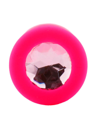 Средняя силиконовая анальная пробка Kanikule Medium с кристаллом – розовый со светло розовым