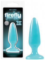 Маленькая анальная пробка Firefly Pleasure Plug - Small светящаяся в темноте – голубой