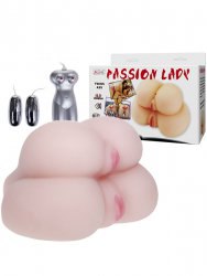 Мастурбатор две вагины и анус Passion Lady Twins Ass с двойной вибрацией и голосовым сопровождением – телесный