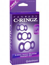 Набор из 3-х эрекционных колец 3-Ring Quick Release Trainer  с ручками – фиолетовый