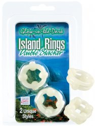 Комплект из 2-х колец Island Rings - Double Stackers светящиеся в темноте – белый