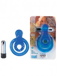 Эрекционное виброкольцо Cock N' Balls Ring с петлей на мошонку и стимулятором клитора – синий