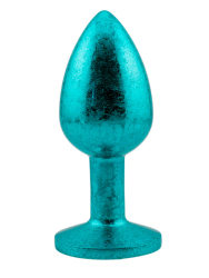 Голубая алюминиевая анальная пробка с кристаллом Small