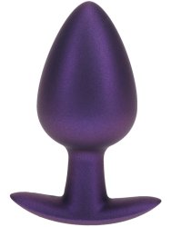 Гладкая анальная пробка Shots toys, 8,9 см, силикон, фиолетовый металлик