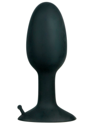 Гладкая анальная пробка Backdoor Friend, со смещенным центром тяжести, 8 см, силикон, черный