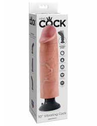 Гибкий вибромассажер-реалистик 10 Vibrating Cock с присоской – телесный