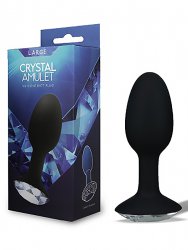 Ювелирная анальная пробка с кристаллом в основании Crystal Amulet Large большая – черный