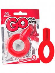 Упругое виброкольцо на пенис Screaming O - Go Vibe Ring одноразовое – красный
